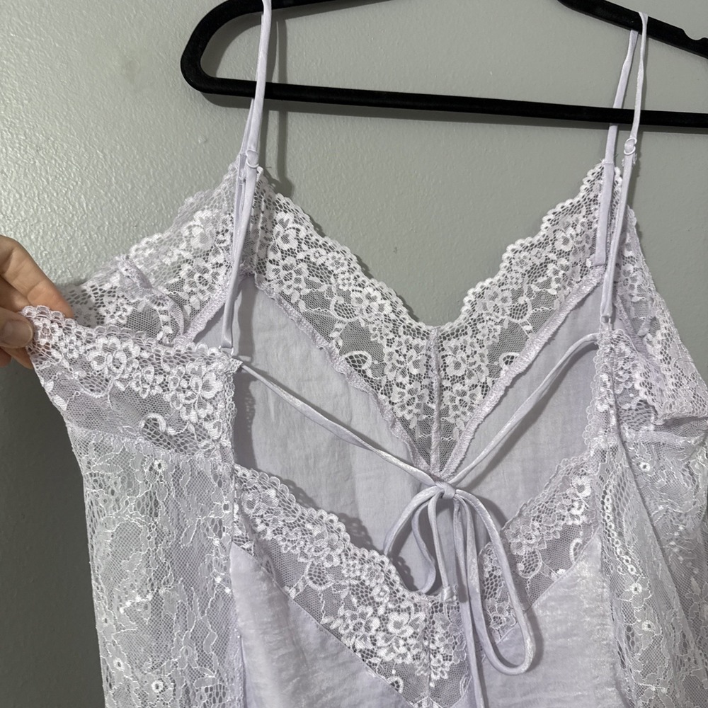 Womens Nightie babydoll lingerie Semi Sheer‎ Croquet XL Sheer Side Tie Back Slip - Picture 9 of 16